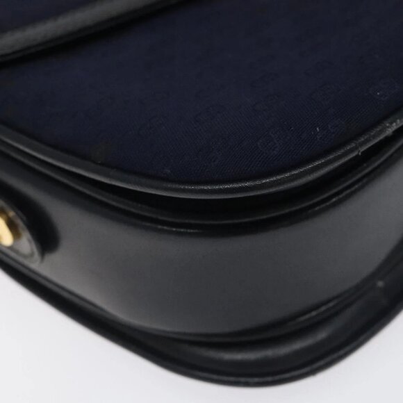 GUCCI Micro GG Canvas Shoulder Bag Navy Gold Auth ep8779 - Picture 5 of 16